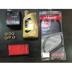 KIT TAGLIANDO HONDA SH 125/150-@ 125/150 (OLIO 1LT-FILTRO ARIA-BATTERIA-RULLI-CINGHIA)